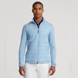 $248 RLX Ralph Lauren Hybrid Wool Full Zip Blue Jacket Mens Large Quilted M NWT